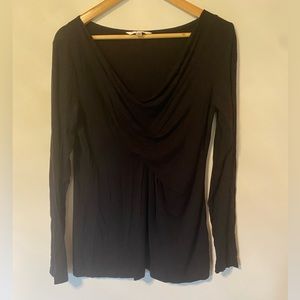 CAbi Black Rayon Long Sleeve Shirt Droop Boat Twist